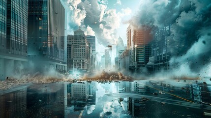 War city, damaged building destroyed world, chaos, war time, destruction, fear, smoke, HD, wallpaper banner