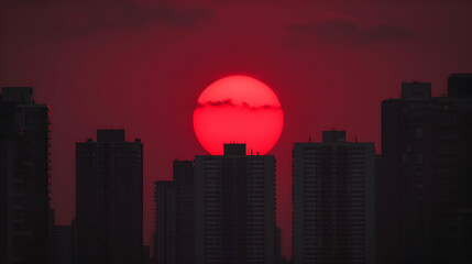 Obraz premium The Sun Setting Over The City Skyline