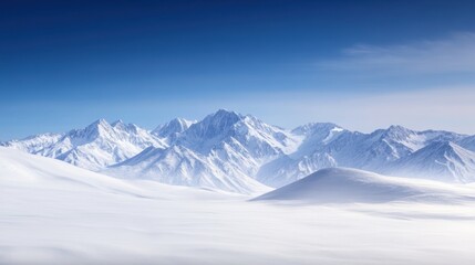 Snow Covered Mountain Range Under Clear Blue Sky