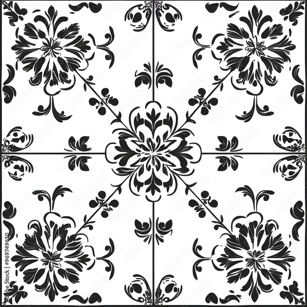 Aufkleber 69. classic tile pattern with simple, repeating shapes in a monochromatic scheme