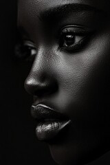 Fototapeta premium Close-up portrait of a woman with dark skin in dramatic lighting