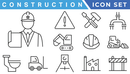 Outline web icons set - construction, home repair tools. Thin line web icons collection. Simple vector illustration