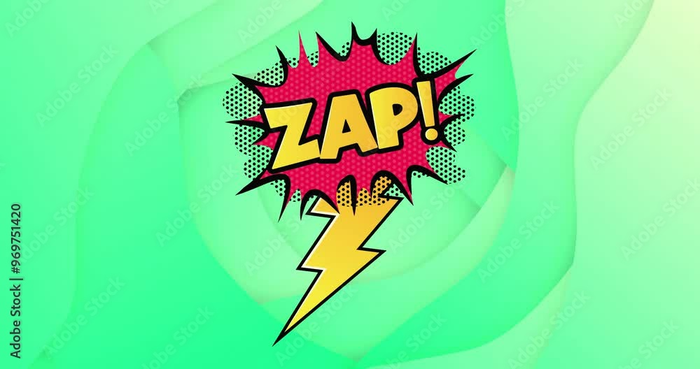 Aufkleber animation of zap text over retro vibrant pattern background