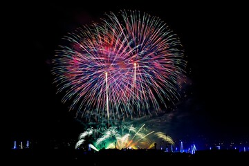 Fireworks display on the eve of the feast of Our Lady of Mount Carmel, Zurrieq, Malta - tal-Karmnu.