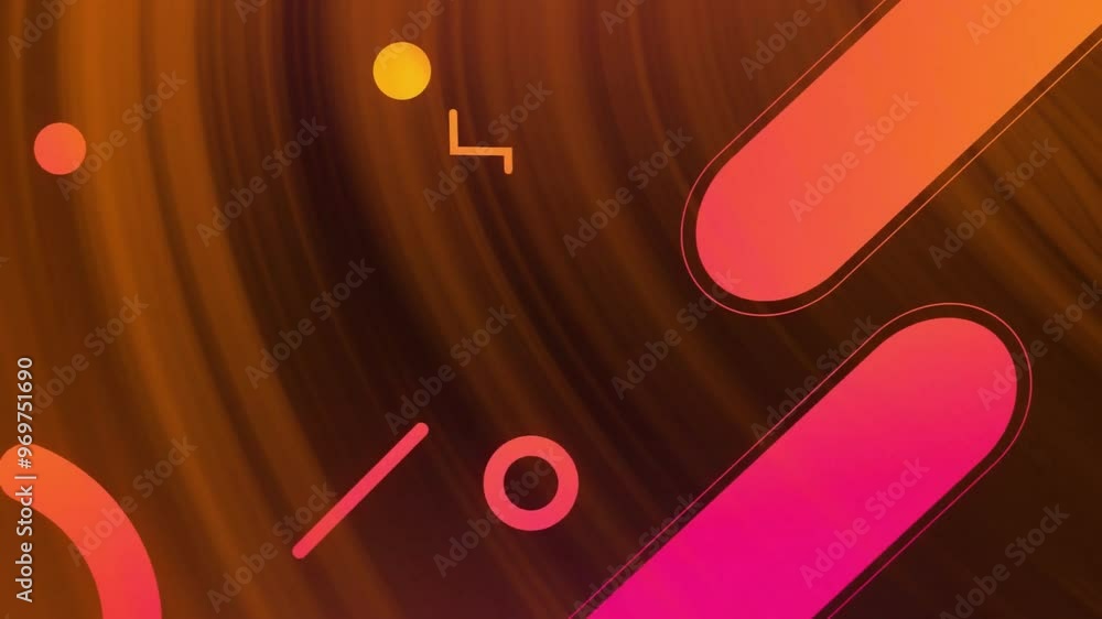 Poster animation of vibrant abstract shapes moving on light trails background
