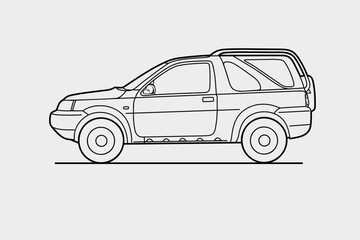 Hand drawn car outline vector image. Vehicle art.