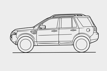 Hand drawn car outline vector image. Vehicle art.