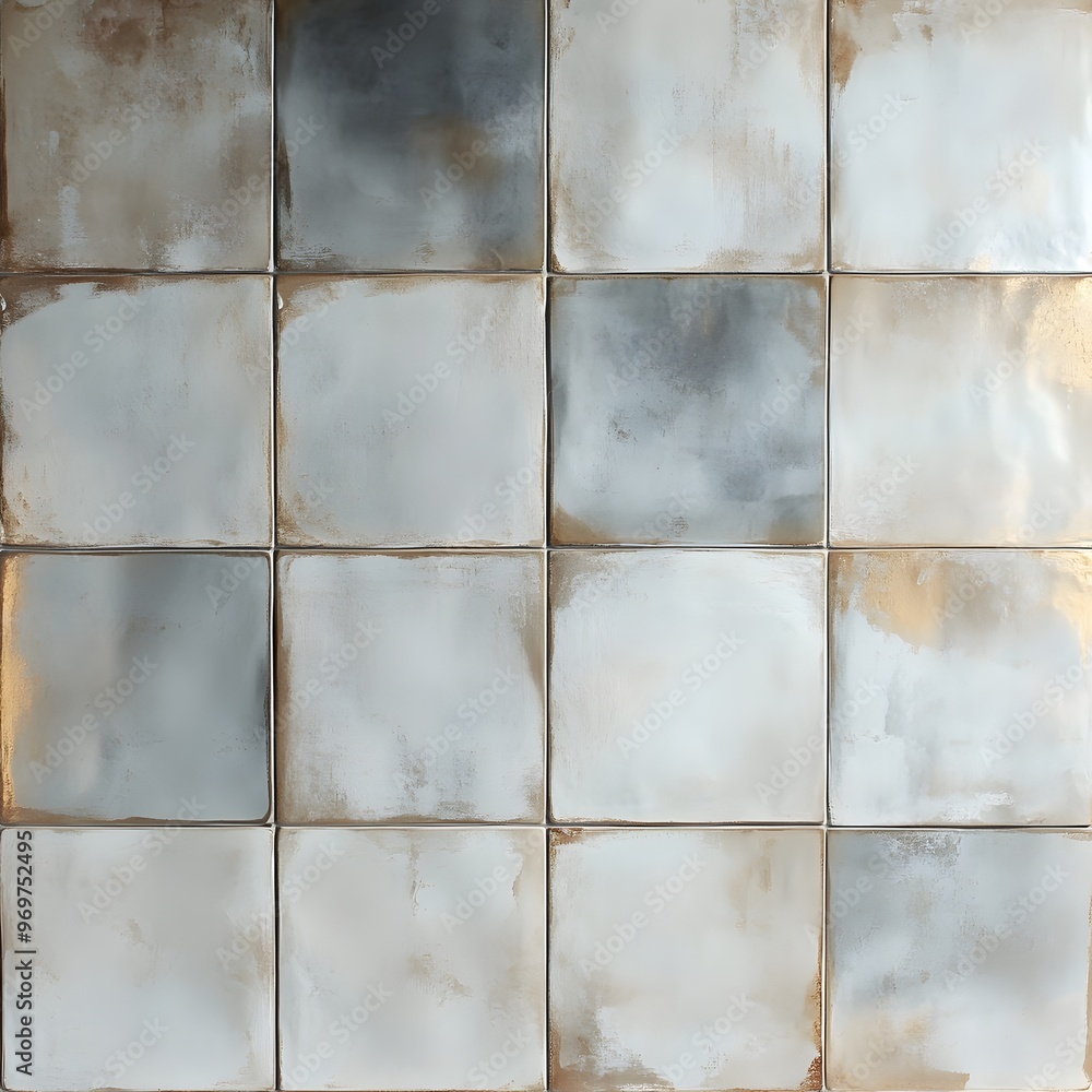 Poster 65. elegant tile design with subtle metallic accents and soft color gradients