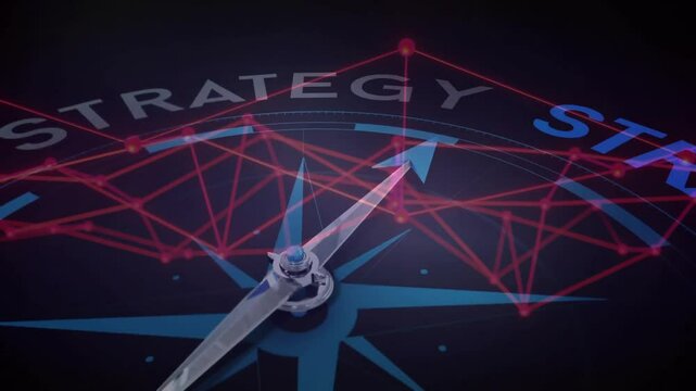 Animation of compass and strategy text over network of connections