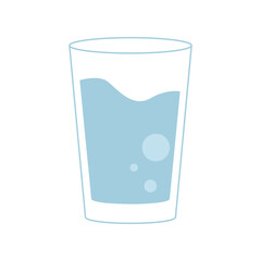 Flat cup of water isolated on white background.Water glass in flat style