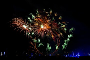 Fireworks display on the eve of the feast of Our Lady of Mount Carmel, Zurrieq, Malta - tal-Karmnu.