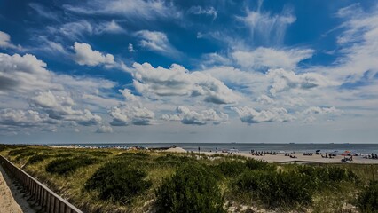 Low angle view of Long Beach in New York on Long Island during a beautiful day