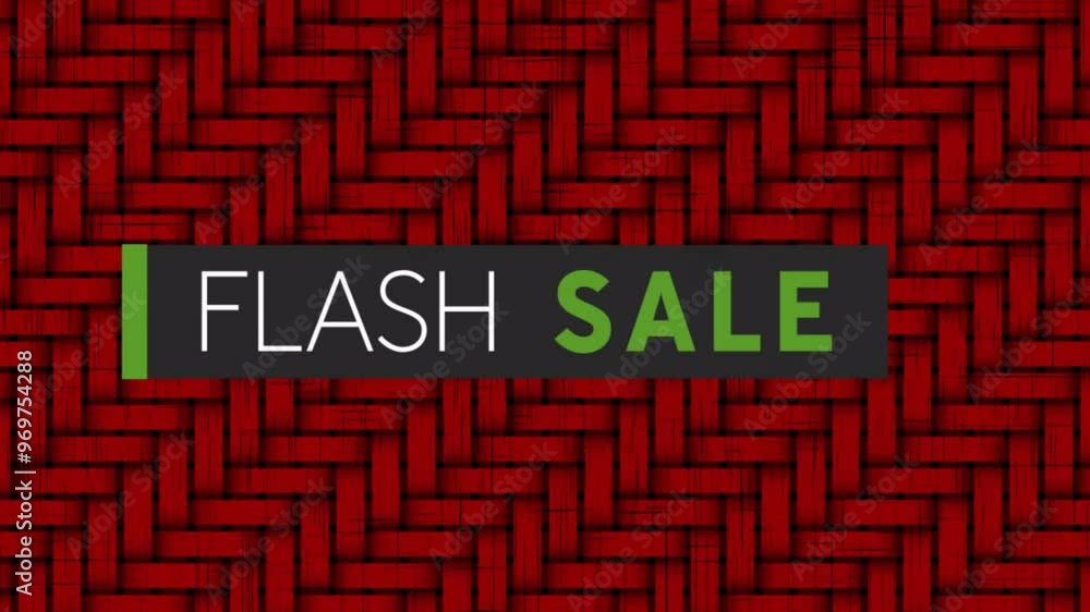 Poster flash sale text animation over red woven pattern background