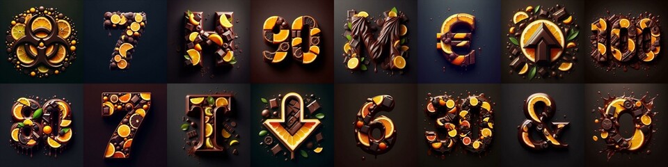 Chocolate with citrus Lettering Typeface. AI generated illustration