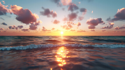 The Sun Setting Over The Ocean Cloudy Day