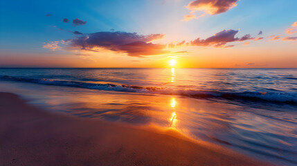Obraz premium The Sun Setting Over The Ocean The Beach