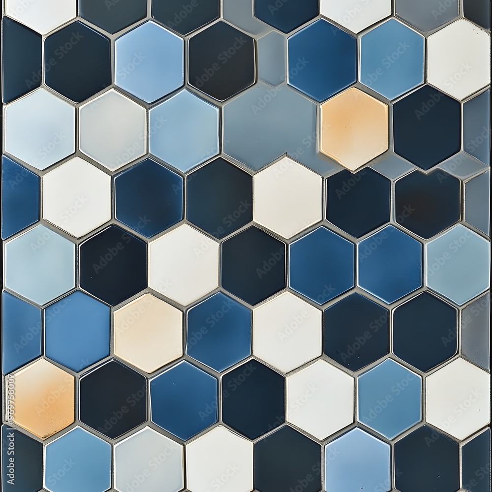 Aufkleber 56. geometric tile design featuring interlocking hexagons in a modern color scheme