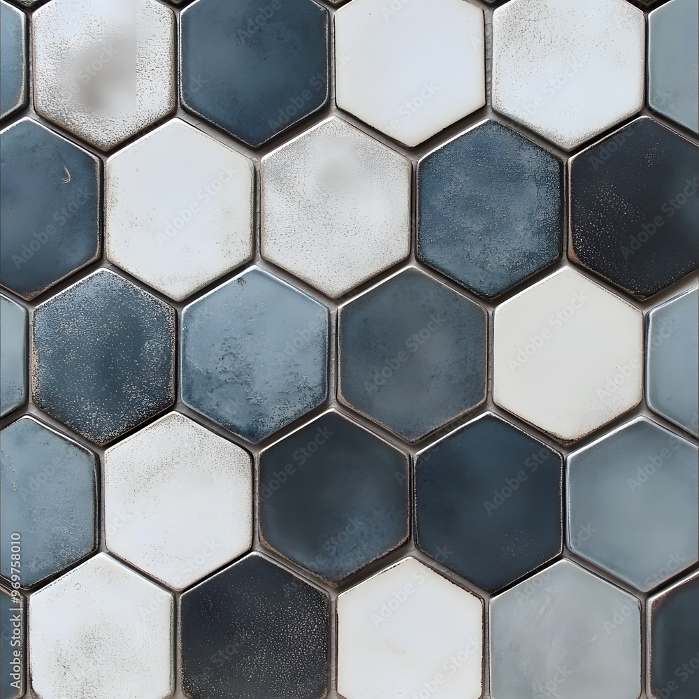 Aufkleber 56. geometric tile design featuring interlocking hexagons in a modern color scheme