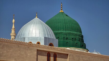 The Green dome of The Prophet's Mosque or Al Masjid Al Nabawi.