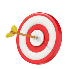 Red target with arrow 3d on png transparent background.