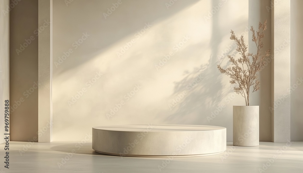 Poster 3d rendered hand drawn background mock up featuring a podium for product display. perfect for showca