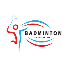 Modern Badminton logo design with Dynamic Shuttlecock and Racket, for championship, sport, sports shop, badminton school, business, company, tournament