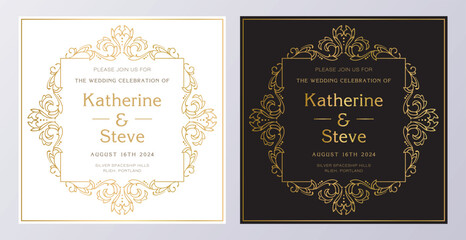 Frame for invitation in modern vintage style. Frame template for cards, posters, banners