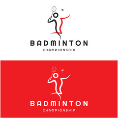 Modern Badminton logo design with Dynamic Shuttlecock and Racket, for championship, sport, sports shop, badminton school, business, company, tournament