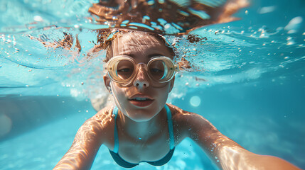 Fototapeta premium woman swimming in the pool