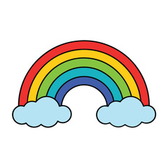 Colorful Rainbow and Clouds Illustration - Playful Design for Children's Content and Branding.