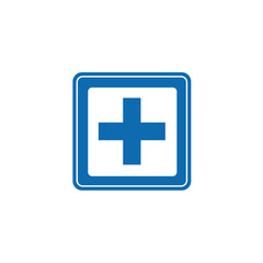 Fototapeta premium road sign icon, fisrt aid post symbol in blue checkered board. suitable for poster and web icon use