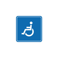 road sign icon, minimalist disabled symbol in blue checkered board. suitable for poster use and web icon	