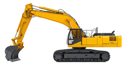 Yellow excavator isolated.