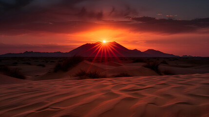 Fototapeta premium The Sun Setting Over The Sand Dunes