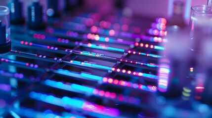A close up of a bunch of test tubes in a laboratory