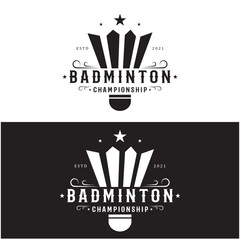 Modern Badminton logo design with Dynamic Shuttlecock and Racket, for championship, sport, sports shop, badminton school, business, company, tournament