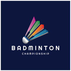 Modern Badminton logo design with Dynamic Shuttlecock and Racket, for championship, sport, sports shop, badminton school, business, company, tournament