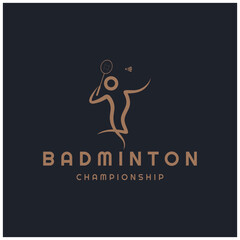 Modern Badminton logo design with Dynamic Shuttlecock and Racket, for championship, sport, sports shop, badminton school, business, company, tournament