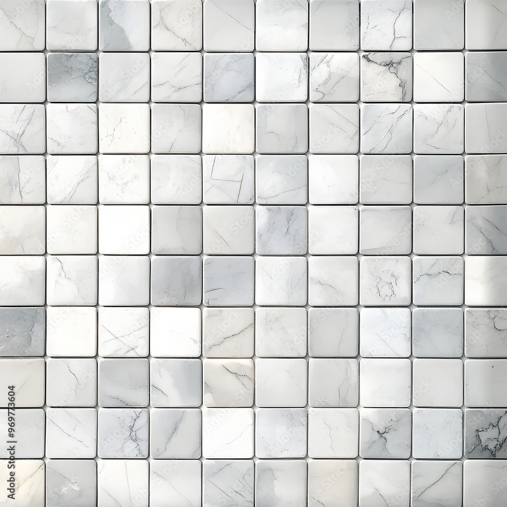 Poster 35. clean tile pattern with a subtle grid in shades of white and gray