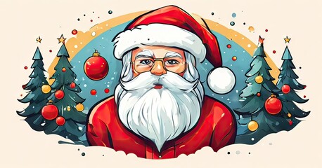 Snowy night with Santa Claus and elf delivering gifts