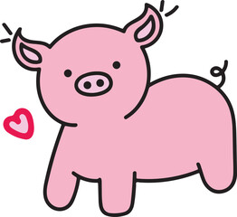 Cute pig cartoon with love symbol