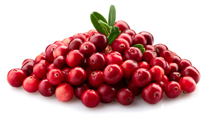 Fresh lingonberries isolated on a white background, ideal for culinary, fruit, and food themes