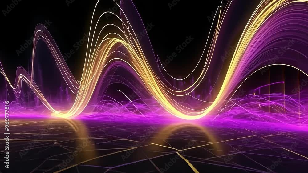 Aufkleber dynamic waves of light and color create an abstract digital atmosphere, emphasizing energy and creat