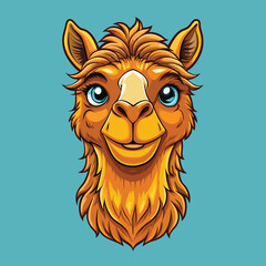 camel face Vector Cartoon Illustration. Animal Design Isolated.