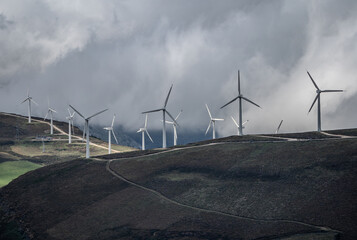 Panoramic view of Windmill farm in Spain, Picón Blanco.