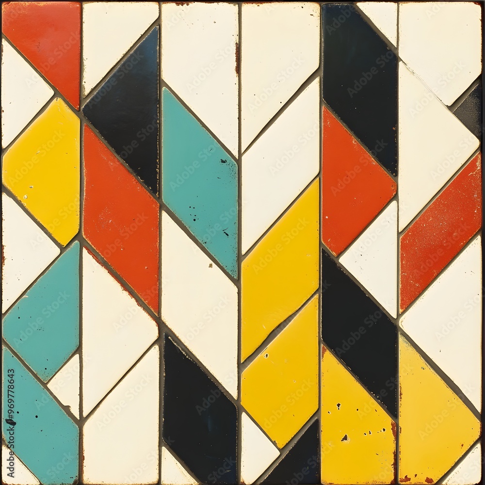 Aufkleber 24. retro-inspired tile pattern with colorful triangles and chevrons