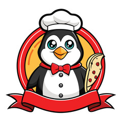 Penguin chef with a chef hat-Cartoon character design