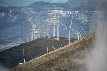 Panoramic view of Windmill farm in Spain, Picón Blanco.