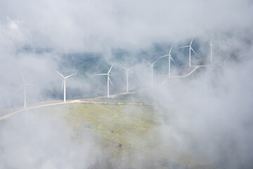 Panoramic view of Windmill farm in Spain, Picón Blanco.