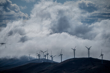 Panoramic view of Windmill farm in Spain, Picón Blanco.
